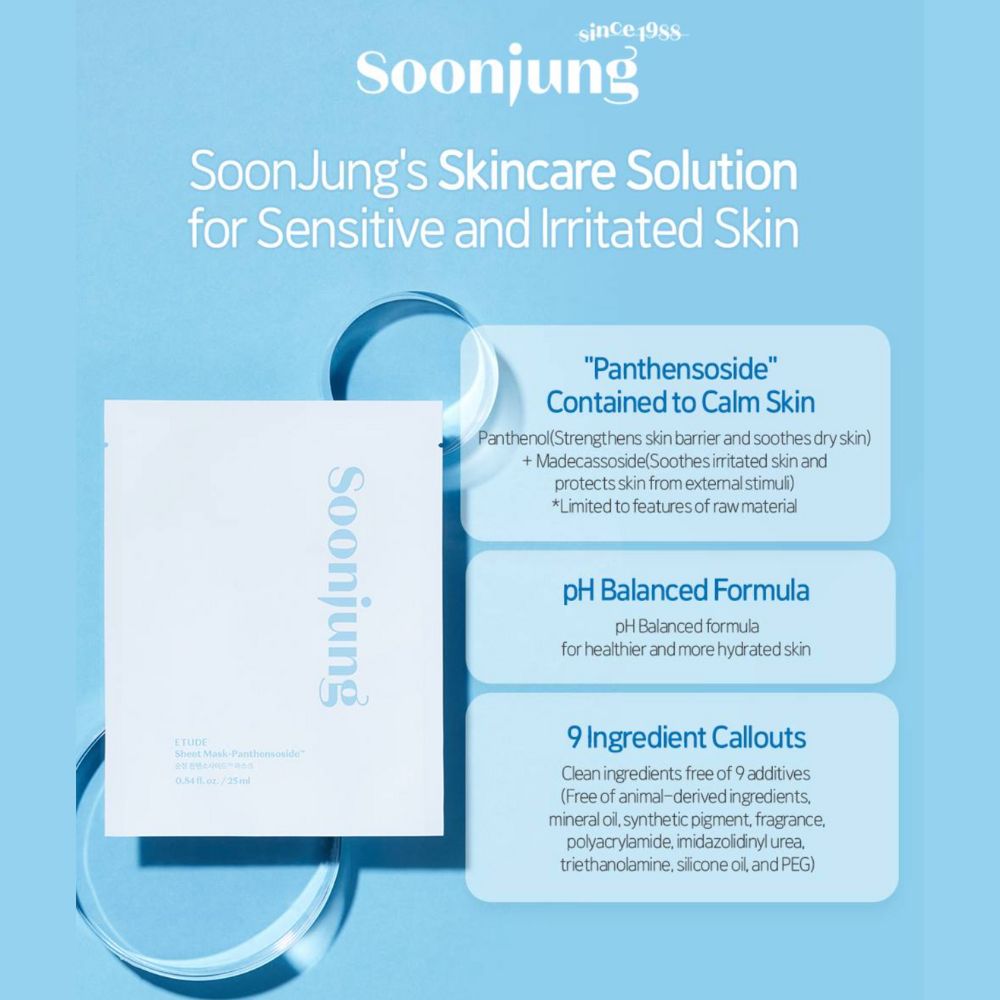 Etude SoonJung Sheet Mask Key Ingredients - Panthenol & Madecassoside