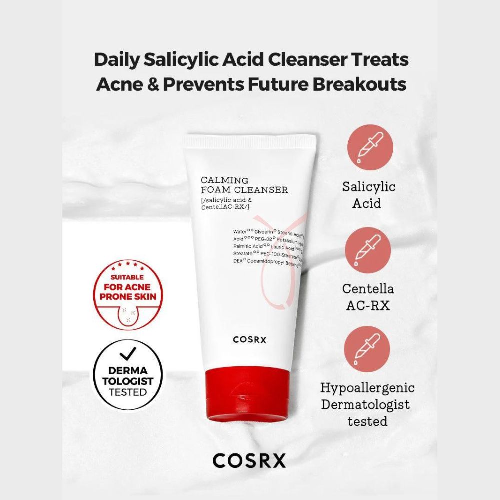 COSRX AC Collection Calming Foam Cleanser - Daily Salicylic Acid Cleanser for Acne-Prone Skin