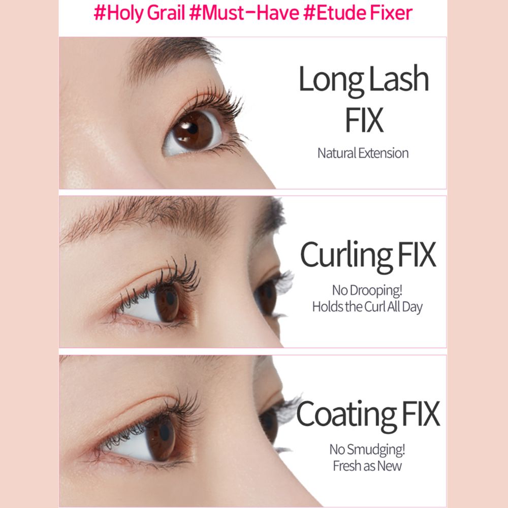 Before and After Applying Etude Dr. Mascara Fixer Super Long Lash