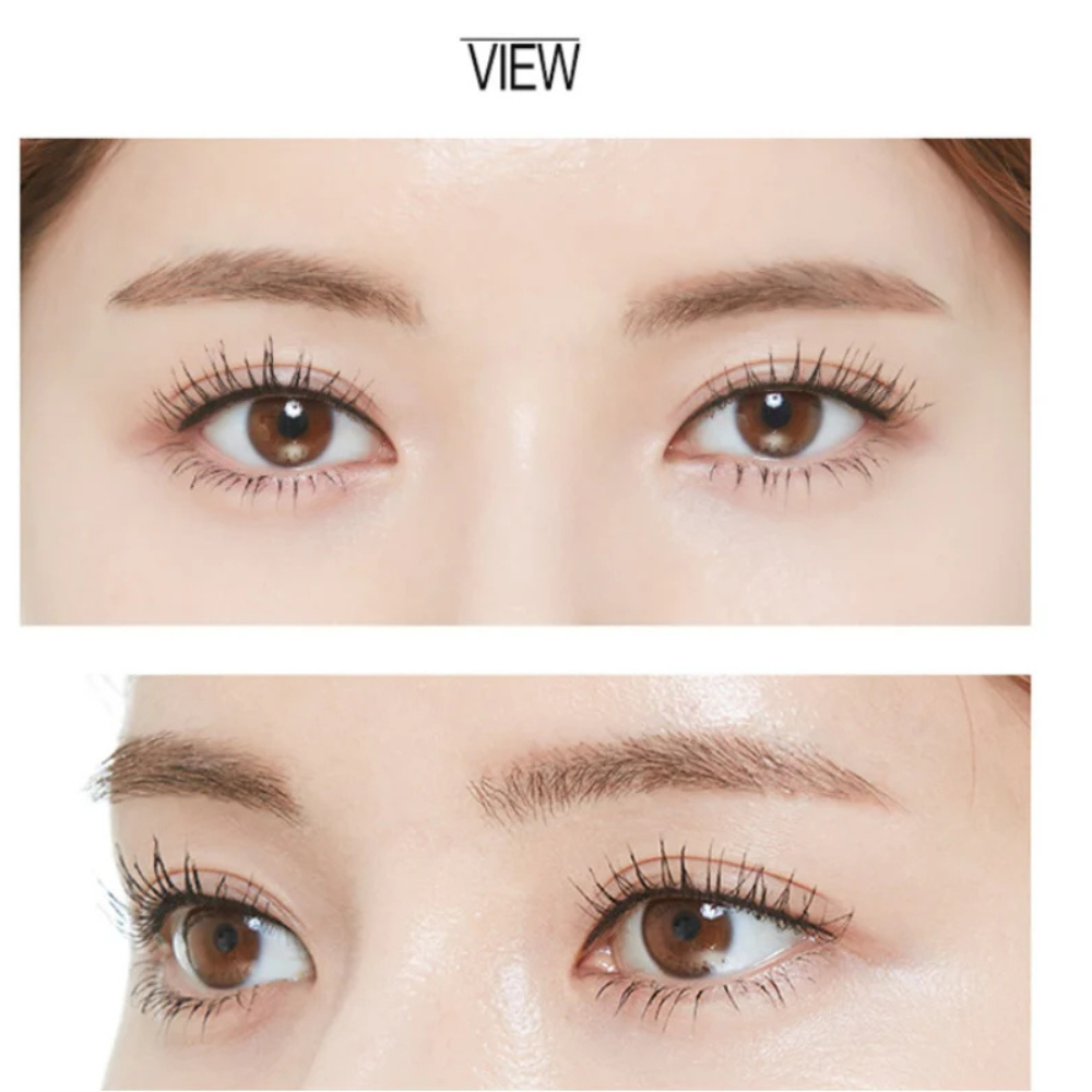 Close-up of a model applying Missha 4D Mascara for long, voluminous lashes with a clump-free finish