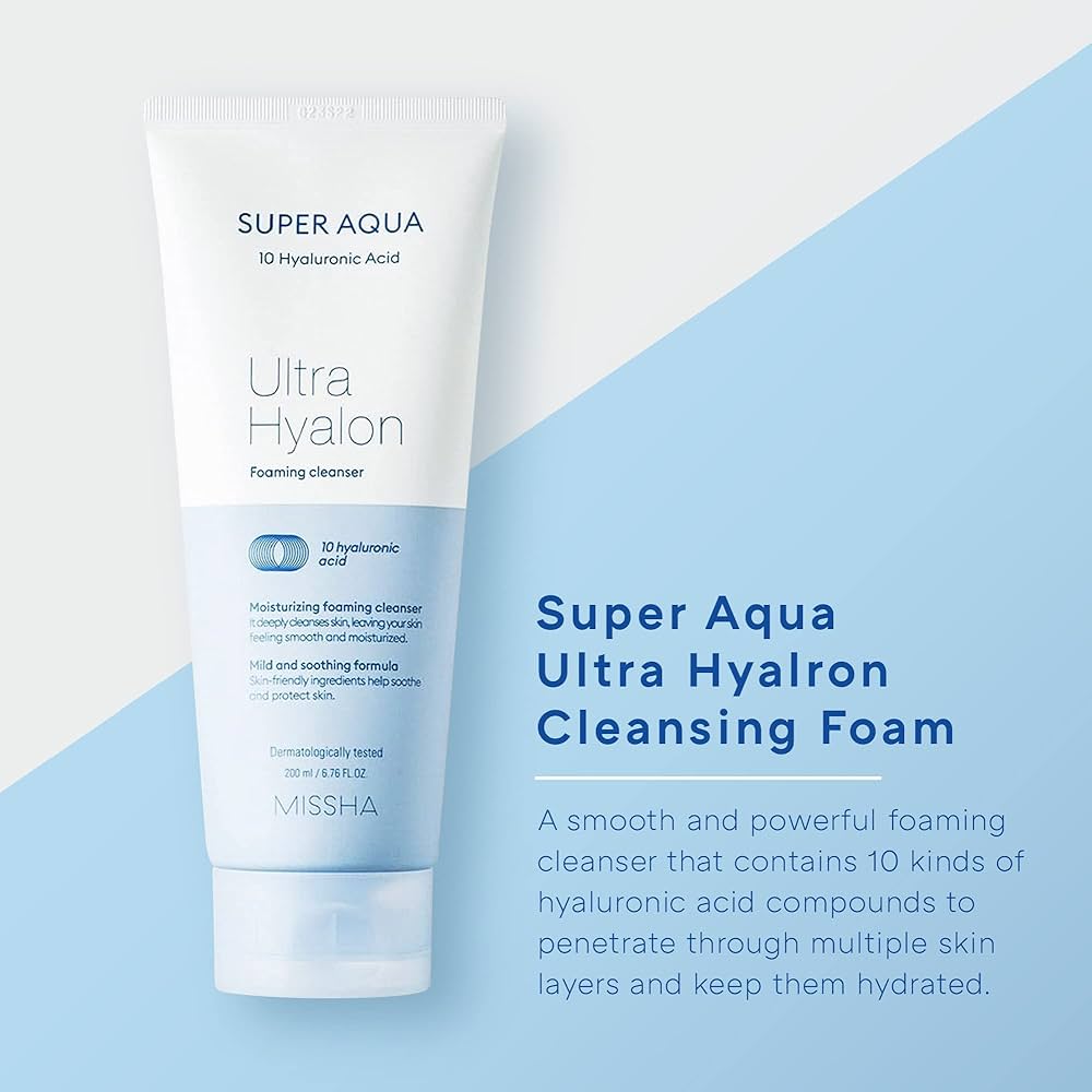 Missha Super Aqua Ultra Hyalron Cleansing Foam 200ml - Hydrating Foaming Cleanser for Deep Cleansing01