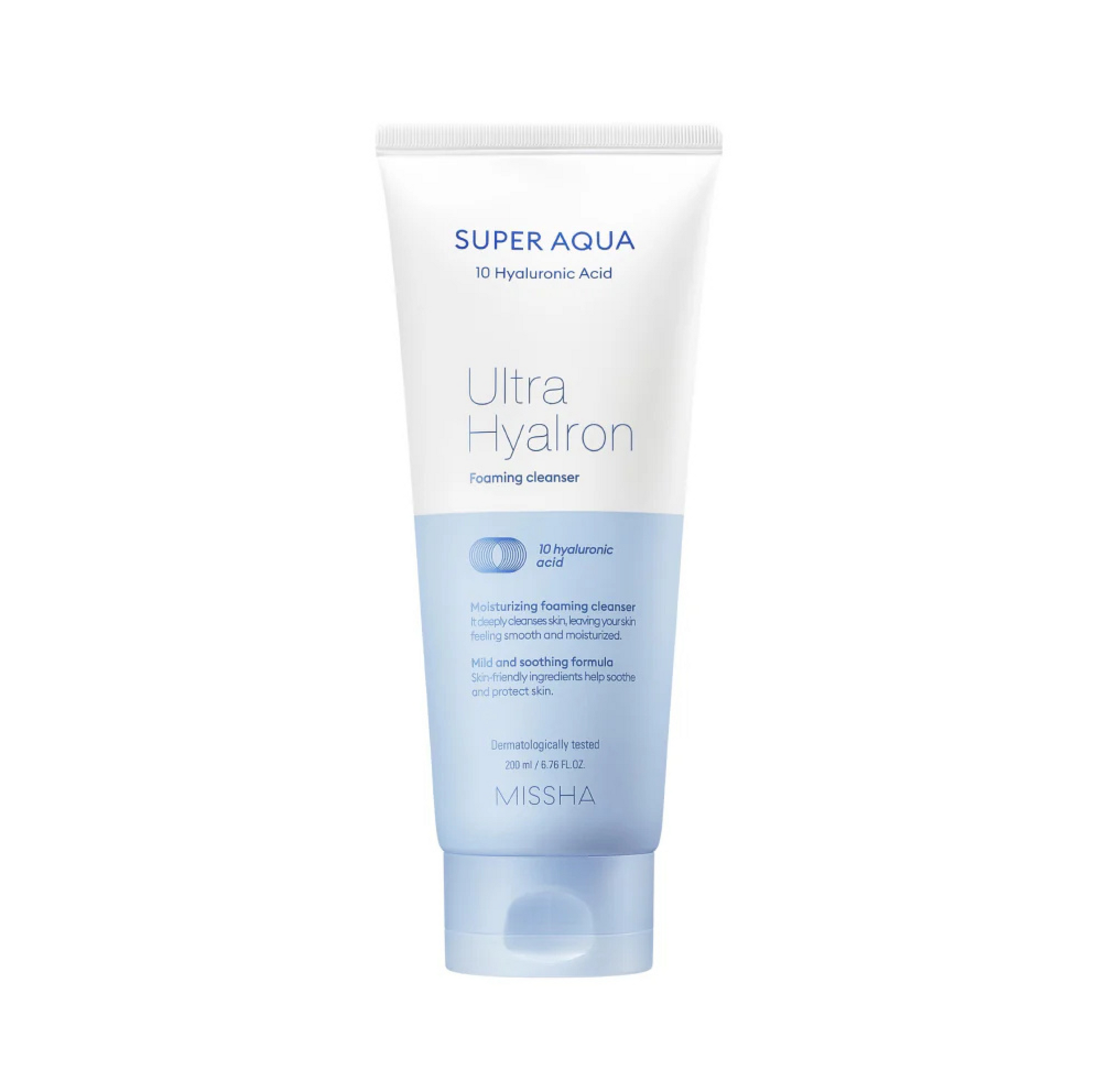 Missha Super Aqua Ultra Hyalron Cleansing Foam 200ml - Hydrating Foaming Cleanser for Deep Cleansing